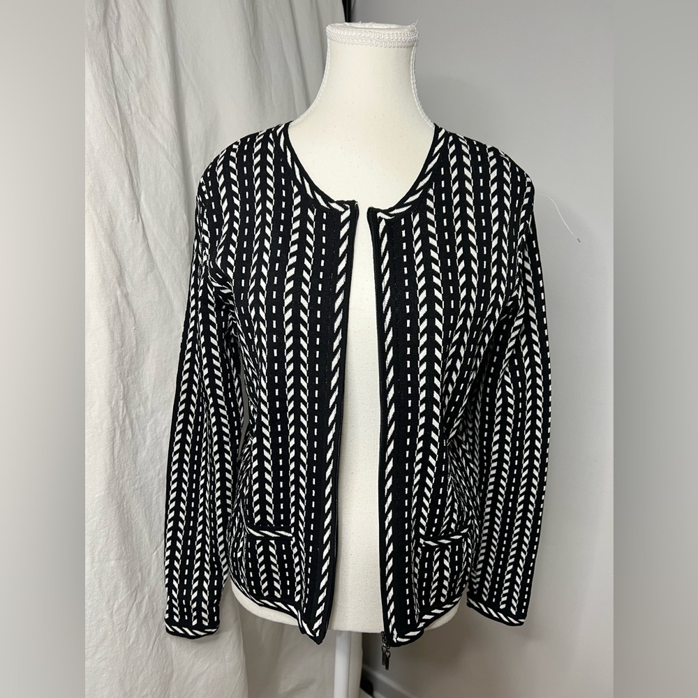 Kasper Black and White Patterned Women's Jacket